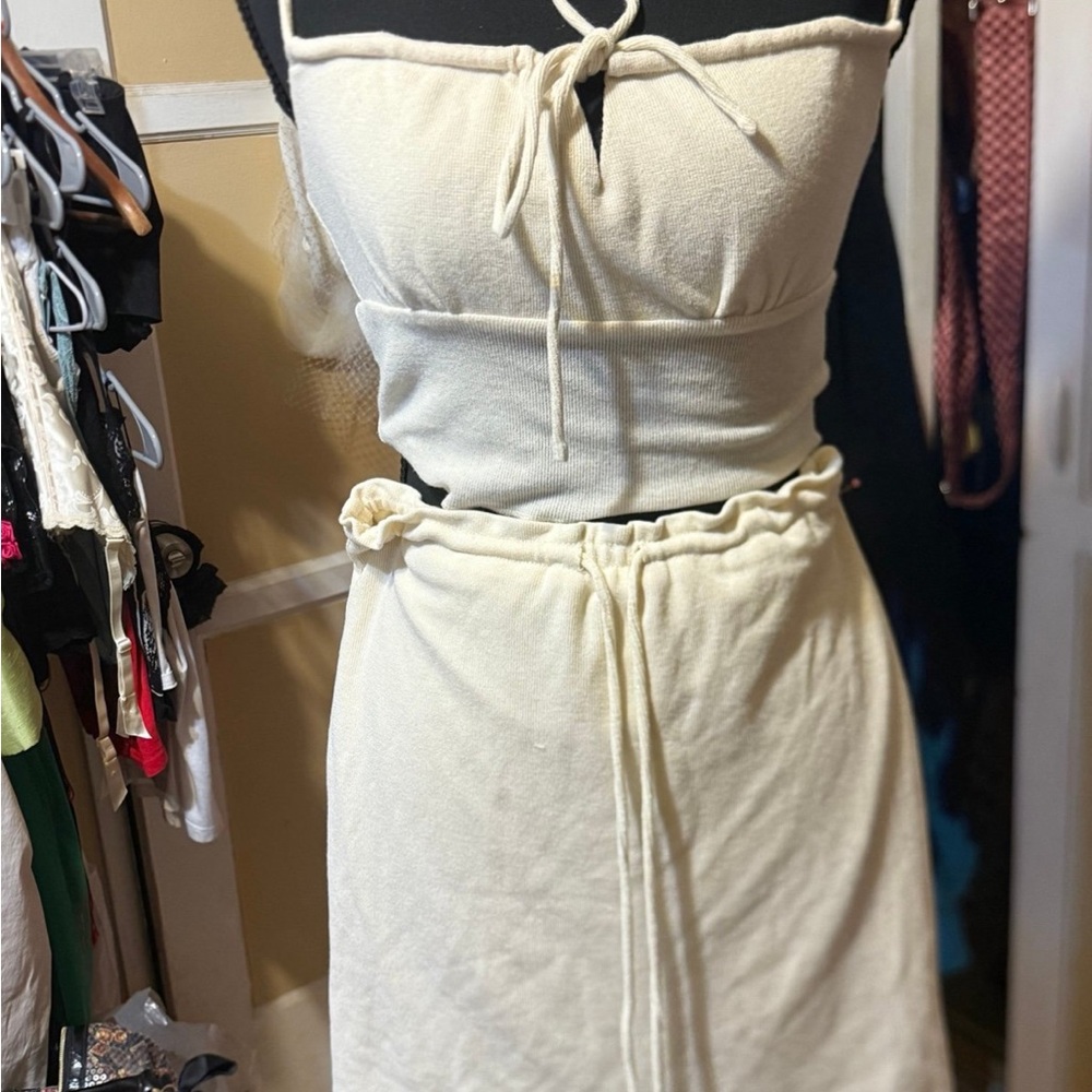 White Fox cream knit piece set